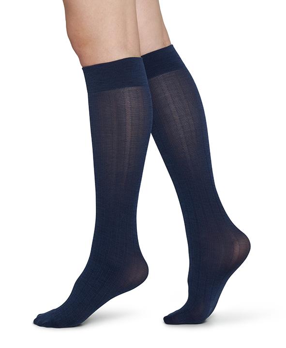 Swedish Stockings - Freja Organic Wool Knee-Highs, Navy