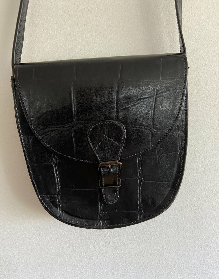 Ecosphere Vintage - Black Leather Croco Bag