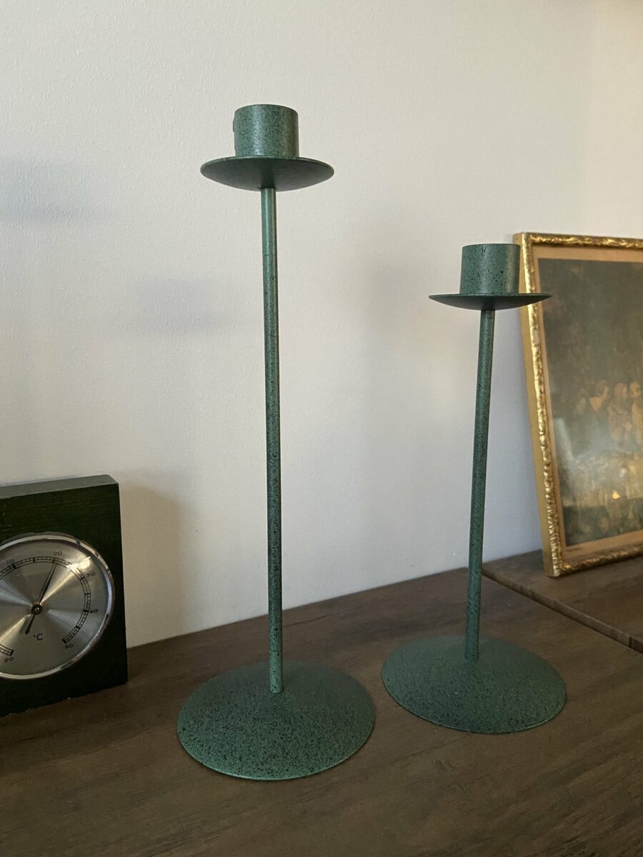 Ecosphere Vintage - Pair of Sea Green Candlesticks