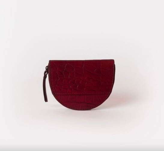 O My Bag - Laura Coin Purse, Dark Ruby Croco Leather