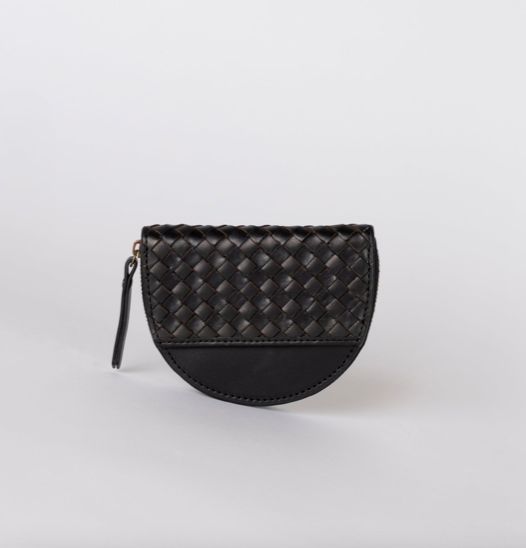 O My Bag - Laura Coin Purse, Black Woven Leather