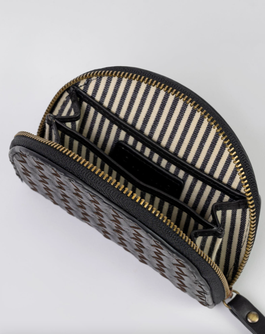 O My Bag - Laura Coin Purse, Black Woven Leather