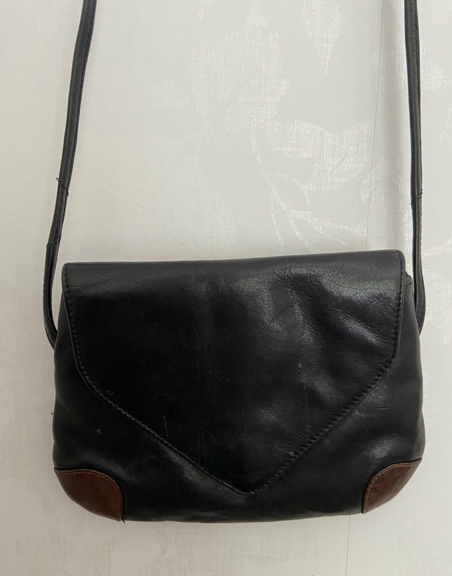 Ecosphere Vintage - Small Black Leather Bag
